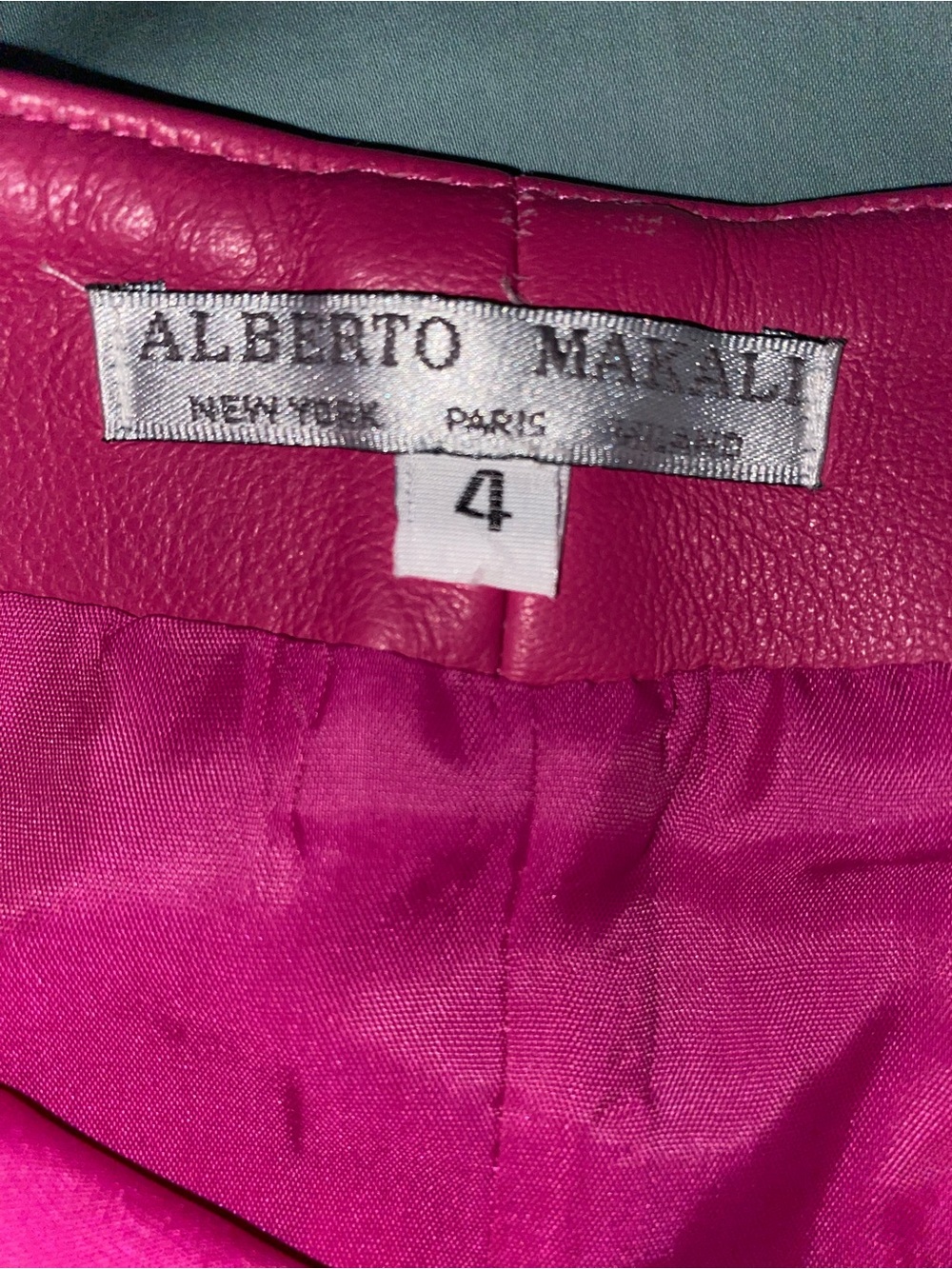 Alberto Makali Vintage Pink Leather Blazer & Mini Skirt Set — Size 4, Barbiecore - Picture 11 of 12